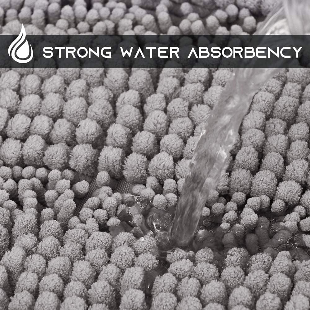 image:imageNICETOWN Black Bathroom Floor Mat AntiSlip Soft Living Room Bedroom Mat Floor Water Absorbent LowProfile Rug Doormat for Entry Mud Room Mat Back Door High Traffic Areas 47 x 24 inchesDove Grey