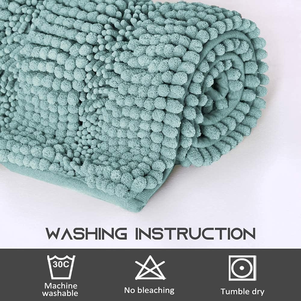 image:imageNICETOWN Black Bathroom Floor Mat AntiSlip Soft Living Room Bedroom Mat Floor Water Absorbent LowProfile Rug Doormat for Entry Mud Room Mat Back Door High Traffic Areas 47 x 24 inchesEggshell Green