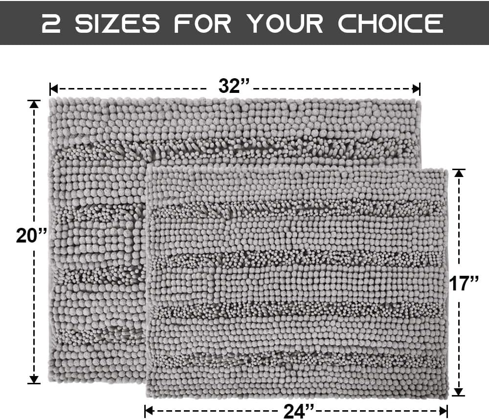 image:imageNICETOWN Black Bathroom Floor Mat AntiSlip Soft Living Room Bedroom Mat Floor Water Absorbent LowProfile Rug Doormat for Entry Mud Room Mat Back Door High Traffic Areas 47 x 24 inchesDove Grey