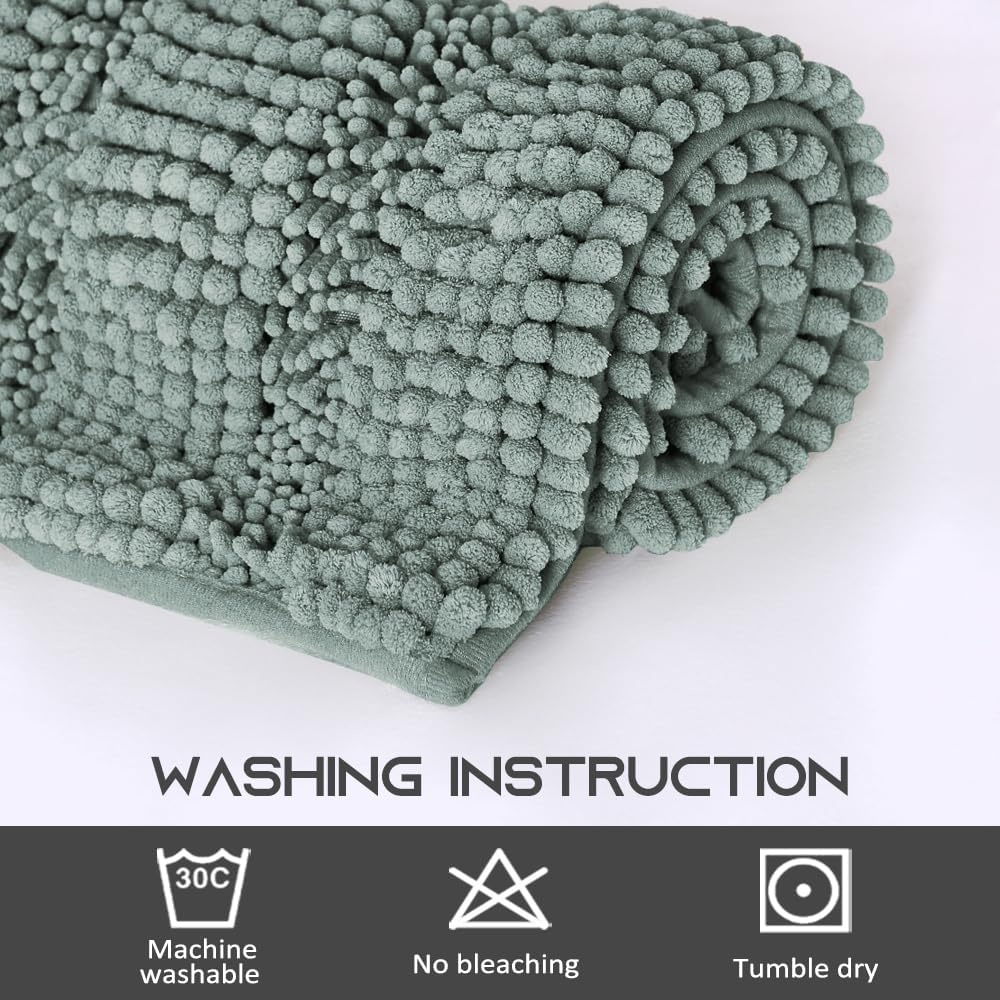 image:imageNICETOWN Black Bathroom Floor Mat AntiSlip Soft Living Room Bedroom Mat Floor Water Absorbent LowProfile Rug Doormat for Entry Mud Room Mat Back Door High Traffic Areas 47 x 24 inchesSage Green