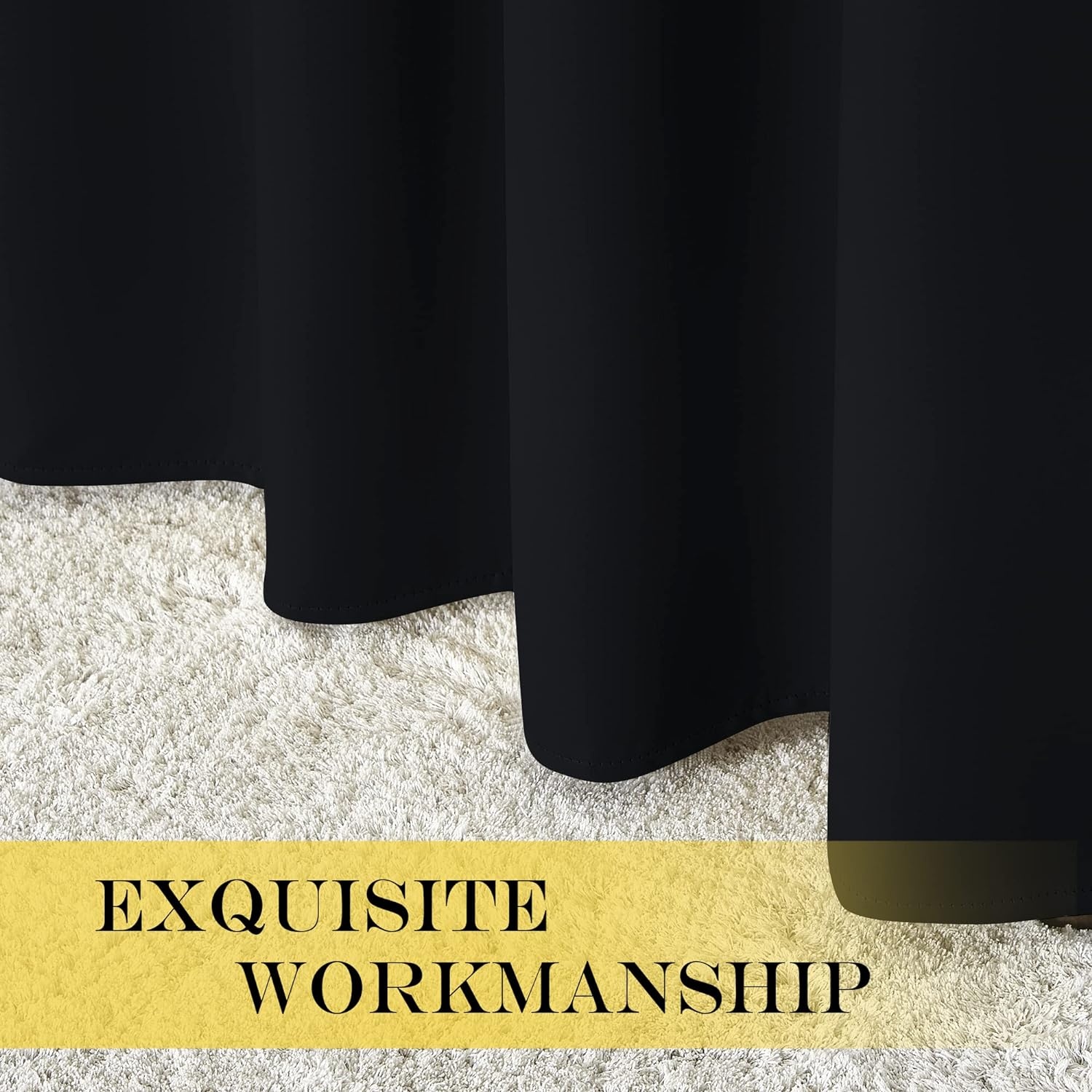 image:imageNICETOWN Black Out Curtains 63 Inch Long for Bedroom W52xL63 1 Panel