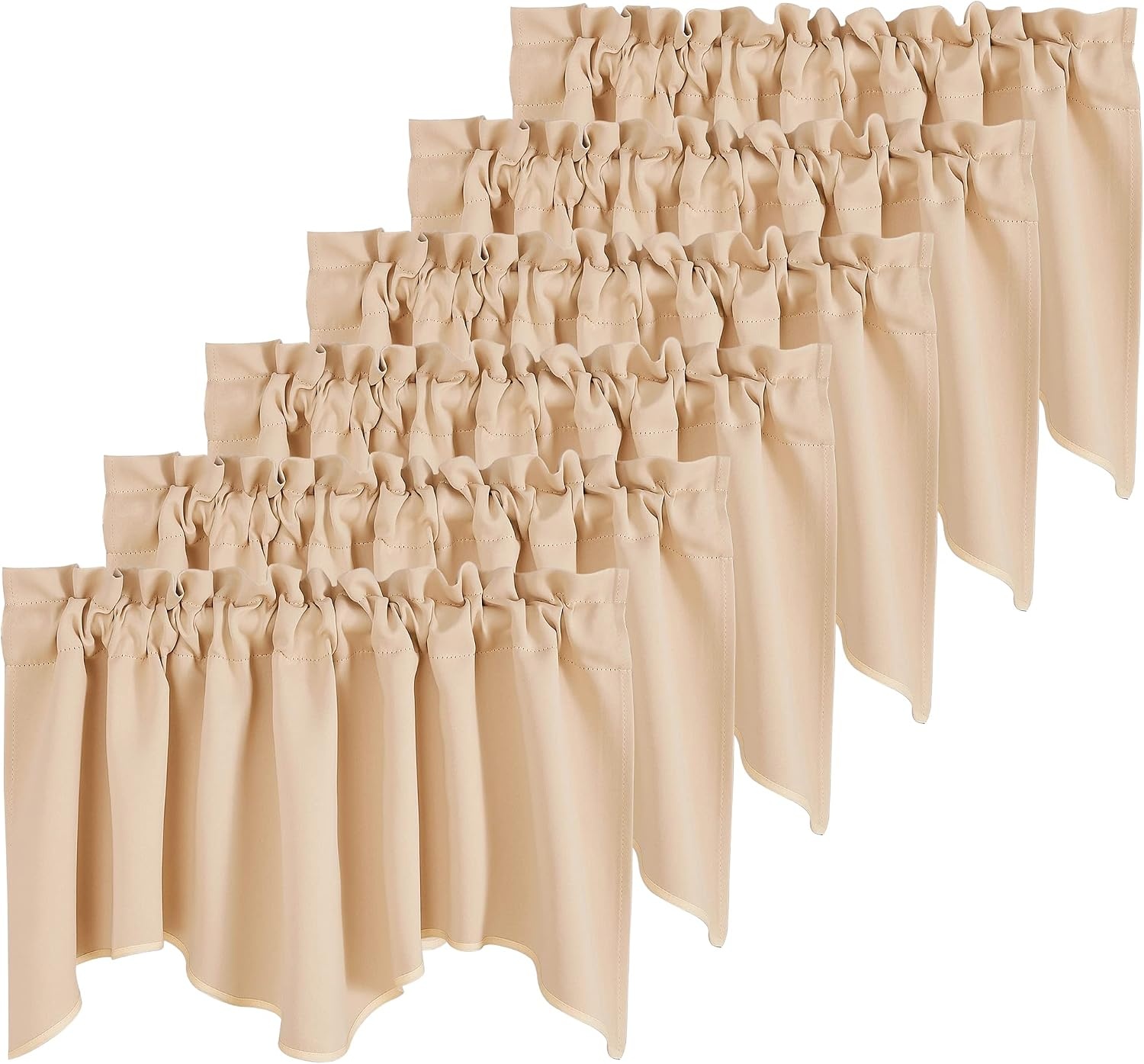 image:imageNICETOWN Blackout Floral Kitchen Valances for Windows 52 x 18 Inch LengthBiscotti Beige