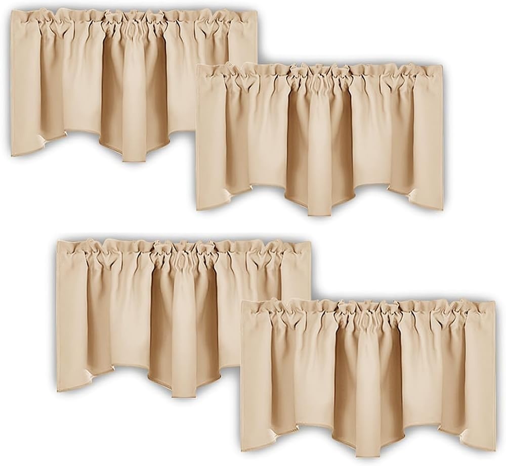 image:imageNICETOWN Blackout Floral Kitchen Valances for Windows 52 x 18 Inch LengthBiscotti Beige