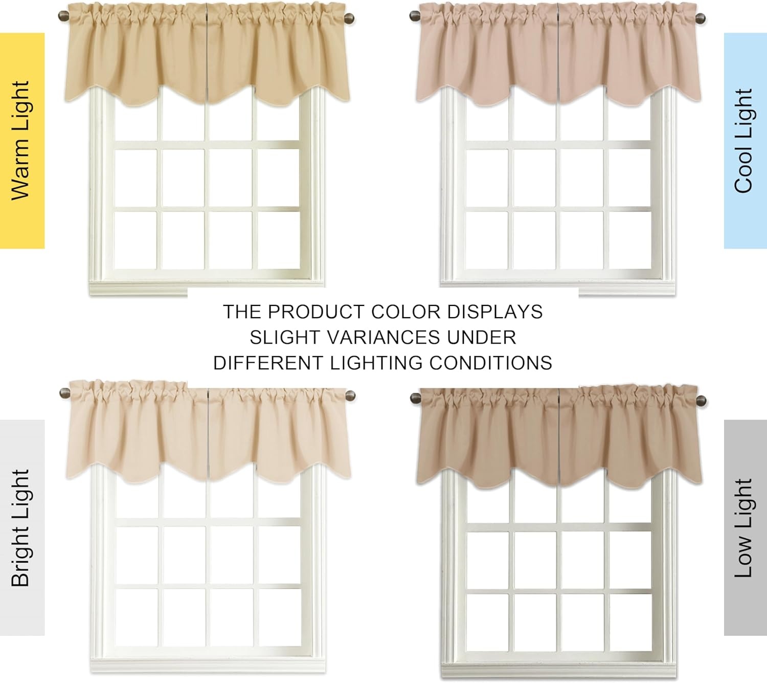 image:imageNICETOWN Blackout Floral Kitchen Valances for Windows 52 x 18 Inch LengthBiscotti Beige
