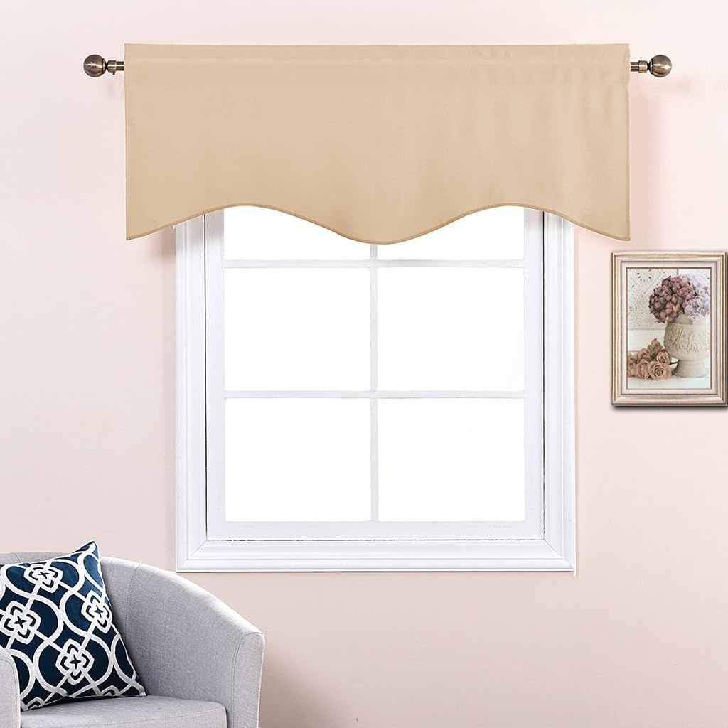 image:imageNICETOWN Blackout Floral Kitchen Valances for Windows 52 x 18 Inch LengthBiscotti Beige