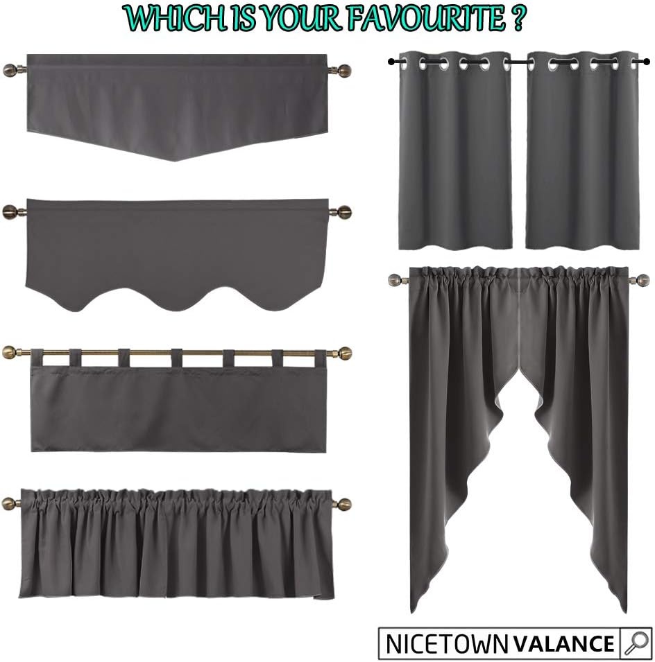 image:imageNICETOWN Blackout Floral Kitchen Valances for Windows 52 x 18 Inch LengthBiscotti Beige