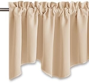 image:imageNICETOWN Blackout Floral Kitchen Valances for Windows 52 x 18 Inch LengthBiscotti Beige