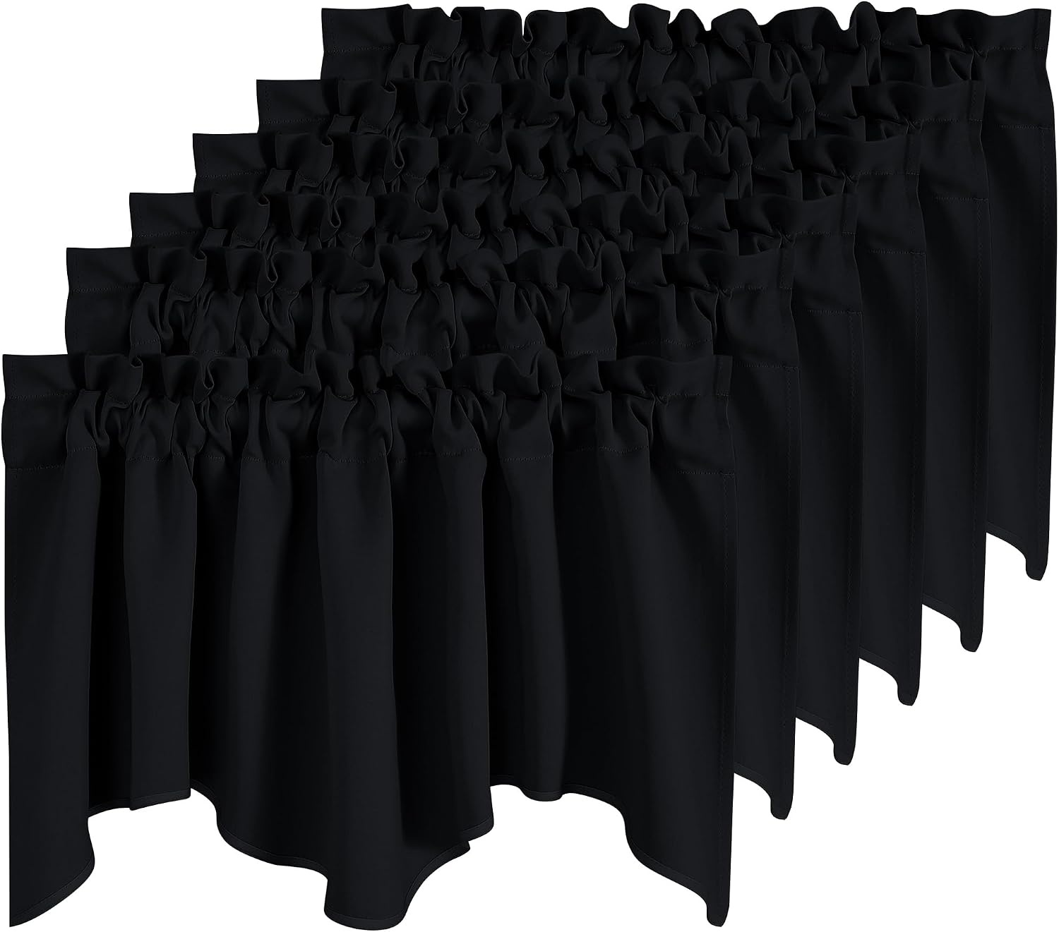 image:imageNICETOWN Blackout Floral Kitchen Valances for Windows 52 x 18 Inch LengthBlack
