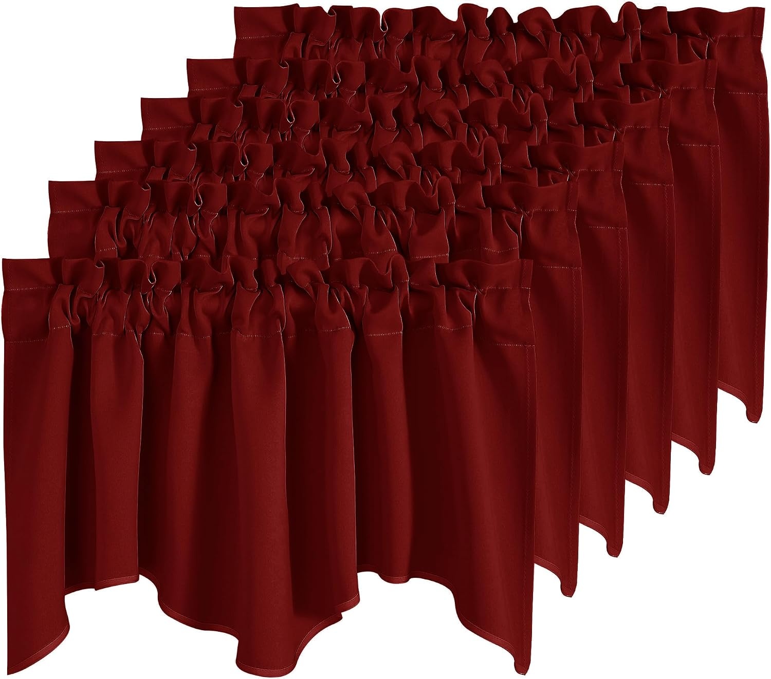 image:imageNICETOWN Blackout Floral Kitchen Valances for Windows 52 x 18 Inch LengthBurgundy Red