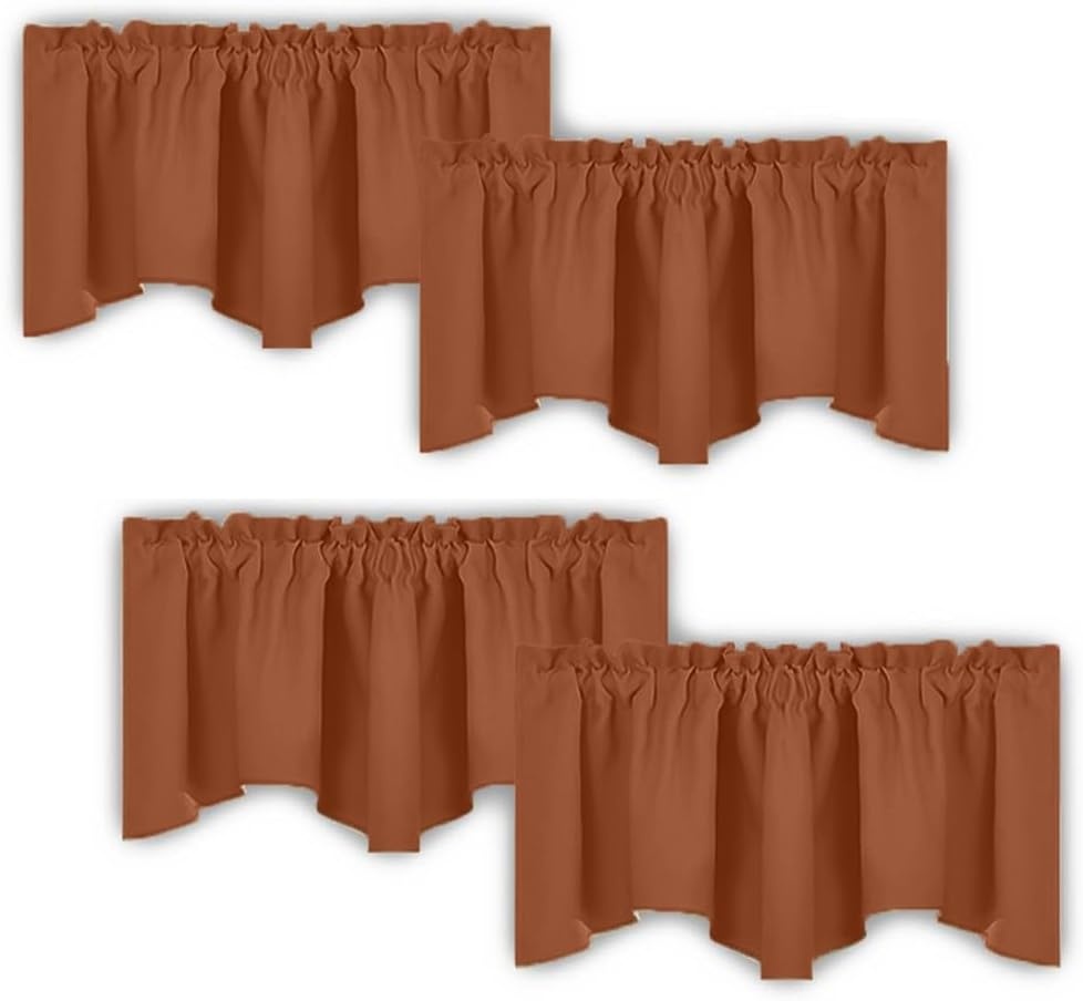 image:imageNICETOWN Blackout Floral Kitchen Valances for Windows 52 x 18 Inch LengthBurnt Orange