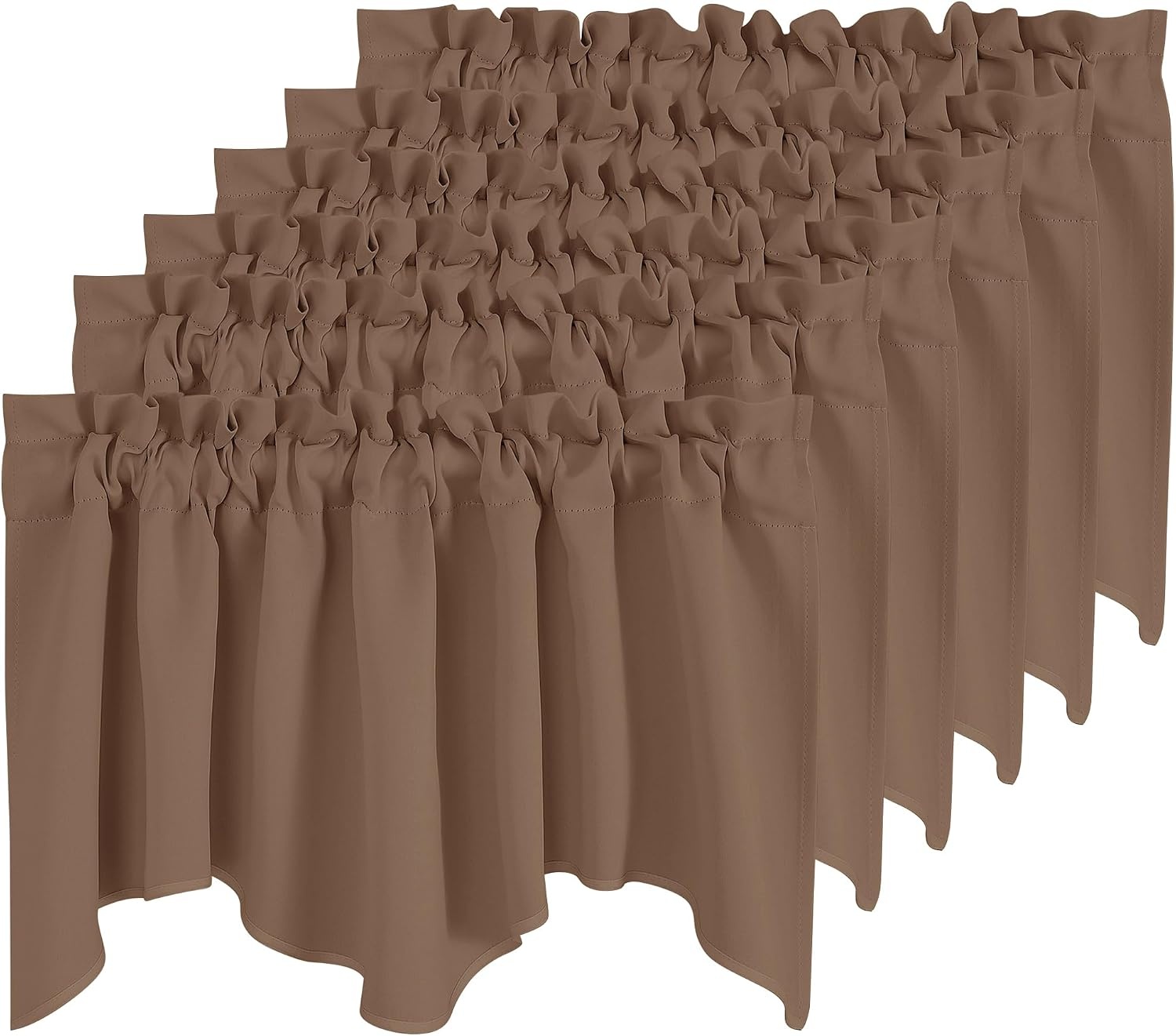 image:imageNICETOWN Blackout Floral Kitchen Valances for Windows 52 x 18 Inch LengthCappuccino