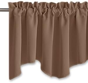 image:imageNICETOWN Blackout Floral Kitchen Valances for Windows 52 x 18 Inch LengthCappuccino