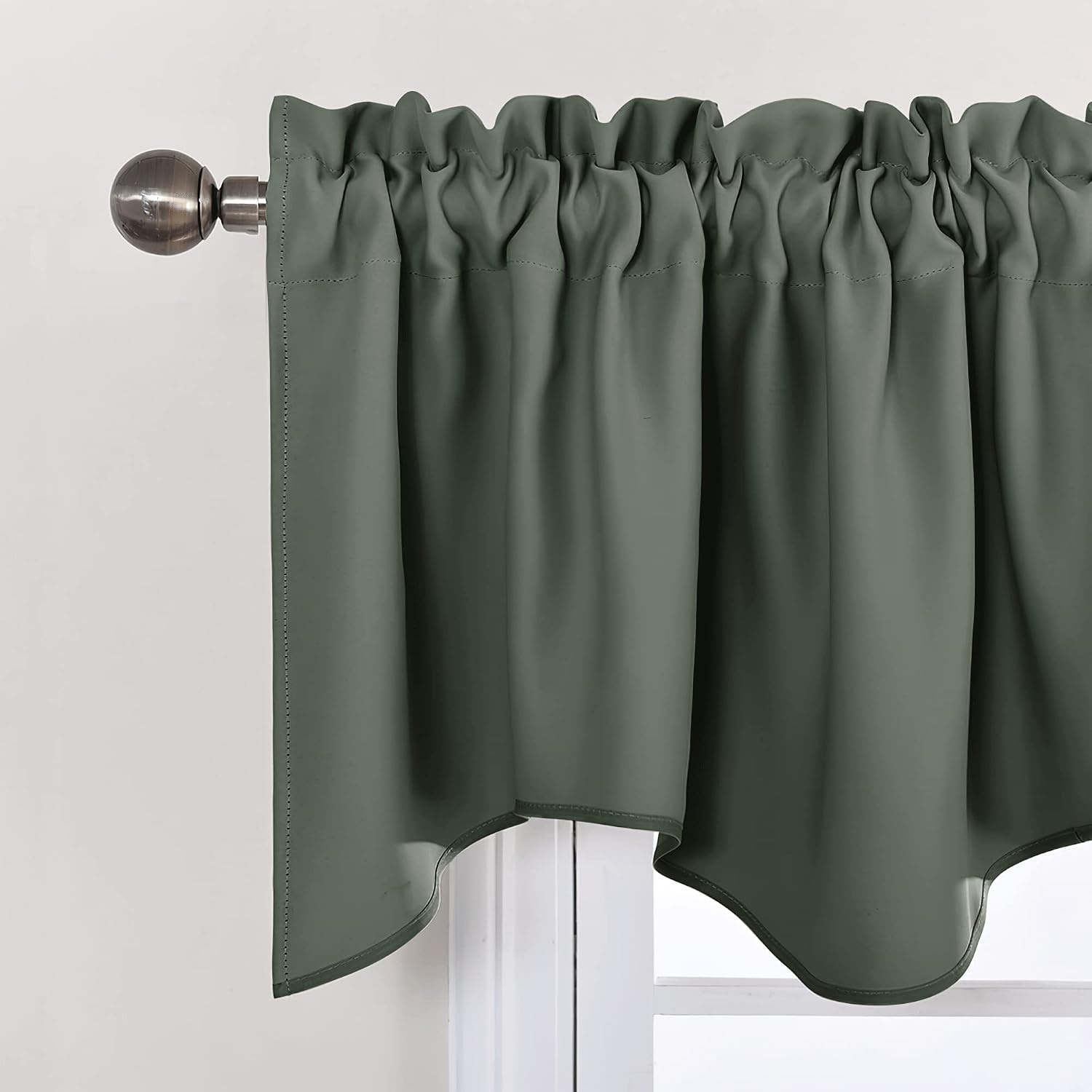 image:imageNICETOWN Blackout Floral Kitchen Valances for Windows 52 x 18 Inch LengthDark Mallard