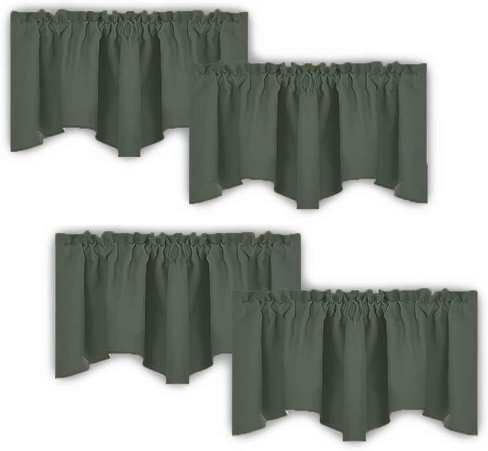 image:imageNICETOWN Blackout Floral Kitchen Valances for Windows 52 x 18 Inch LengthDark Mallard