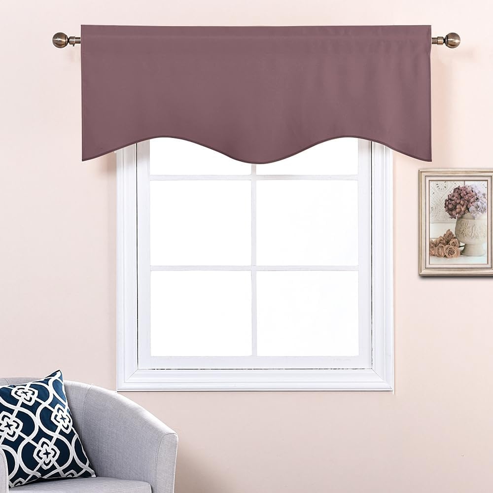 image:imageNICETOWN Blackout Floral Kitchen Valances for Windows 52 x 18 Inch LengthDry Rose