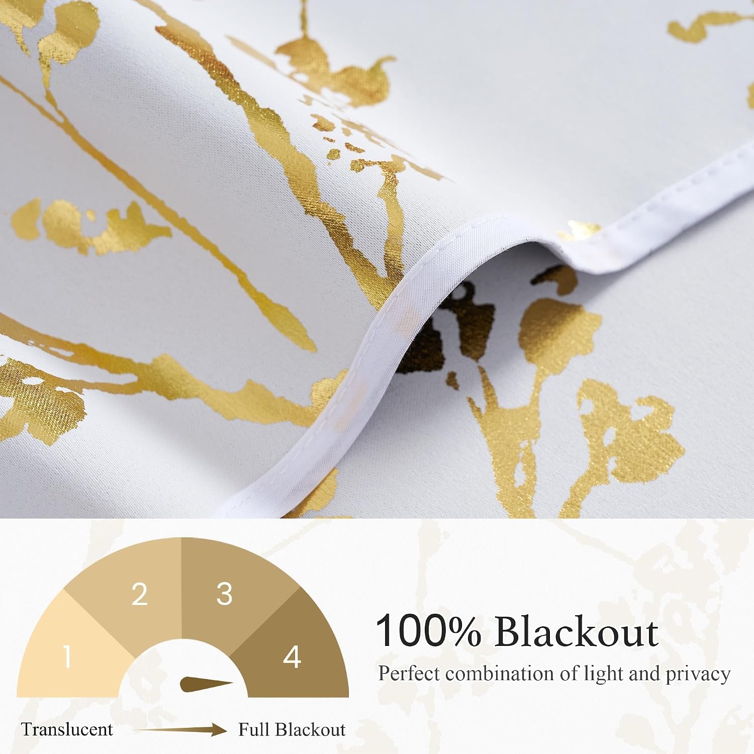 image:imageNICETOWN Blackout Floral Kitchen Valances for Windows 52 x 18 Inch LengthFloral Print White