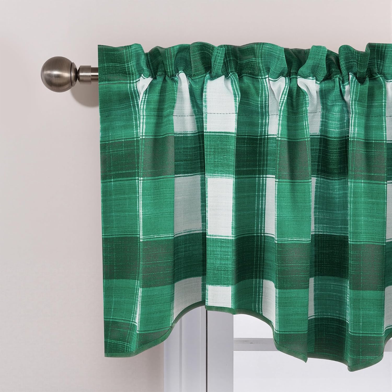 image:imageNICETOWN Blackout Floral Kitchen Valances for Windows 52 x 18 Inch LengthGreen White