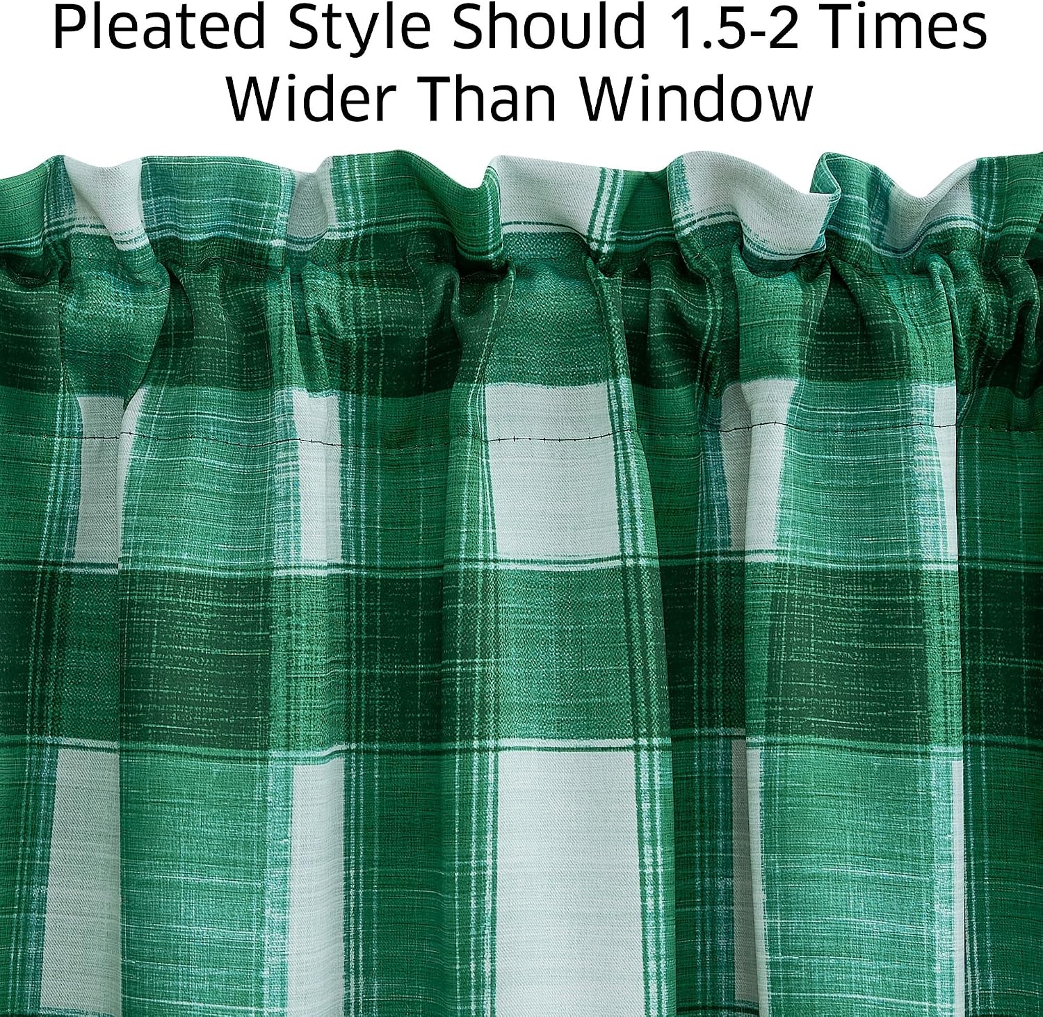 image:imageNICETOWN Blackout Floral Kitchen Valances for Windows 52 x 18 Inch LengthGreen White