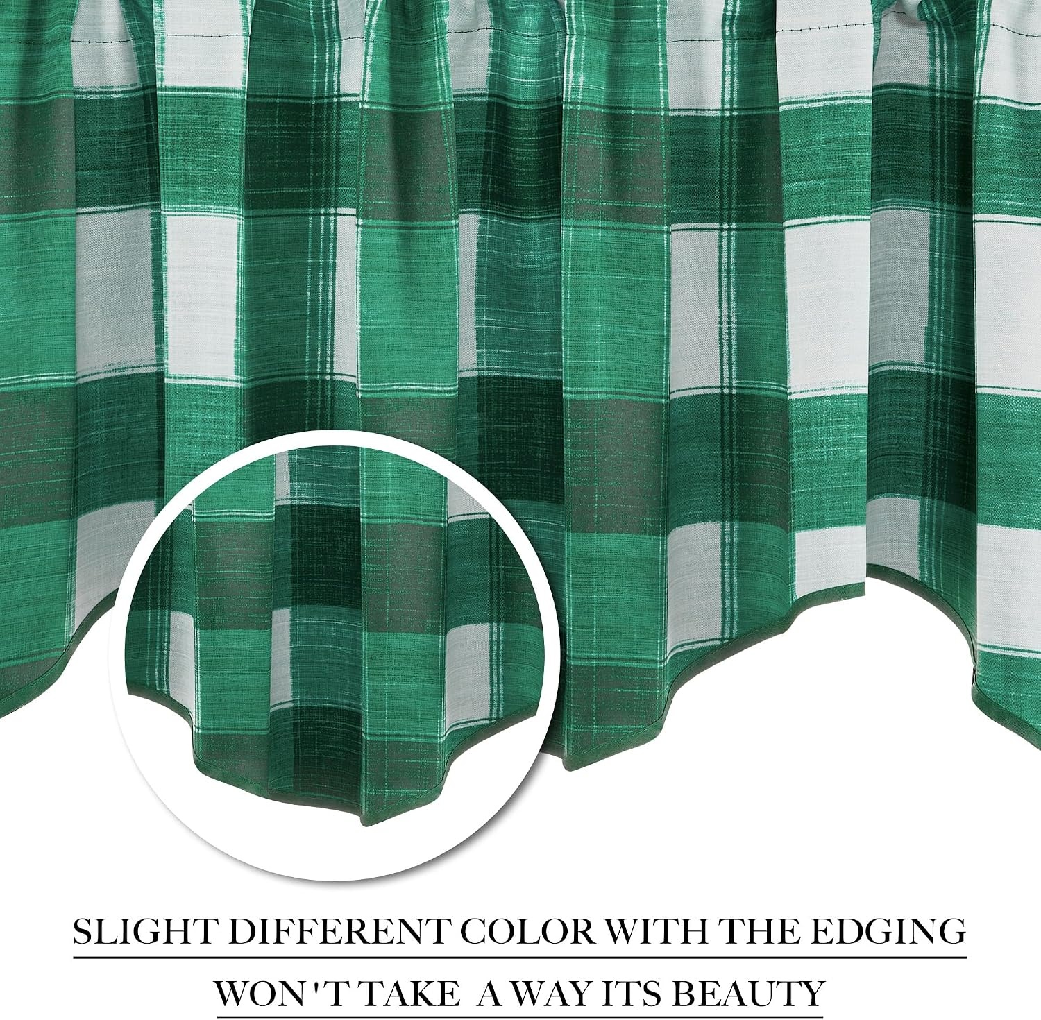 image:imageNICETOWN Blackout Floral Kitchen Valances for Windows 52 x 18 Inch LengthGreen White
