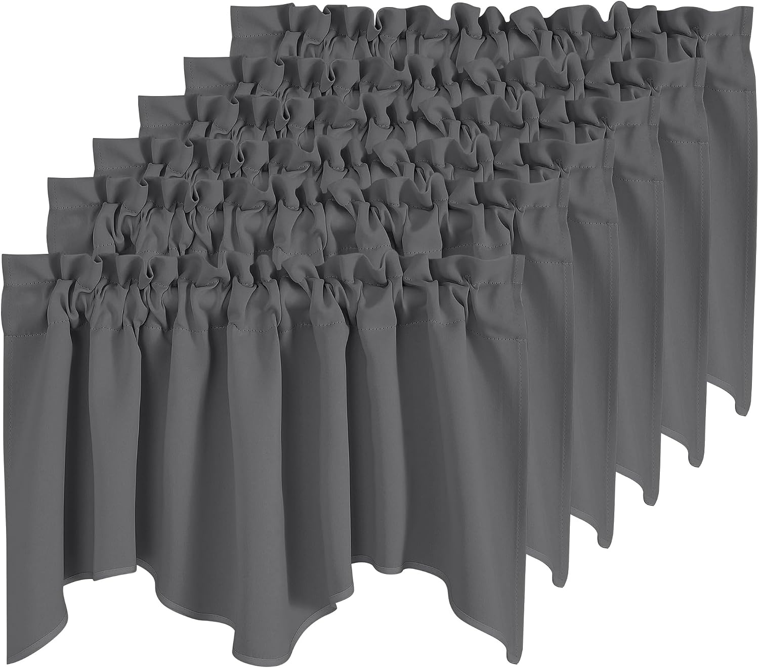 image:imageNICETOWN Blackout Floral Kitchen Valances for Windows 52 x 18 Inch LengthGrey