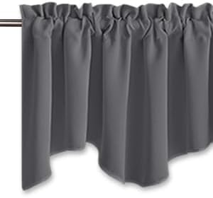 image:imageNICETOWN Blackout Floral Kitchen Valances for Windows 52 x 18 Inch LengthGrey