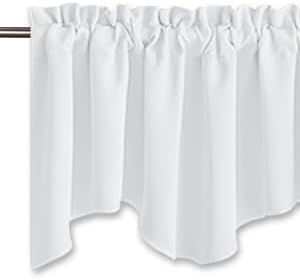 image:imageNICETOWN Blackout Floral Kitchen Valances for Windows 52 x 18 Inch LengthGreyish White
