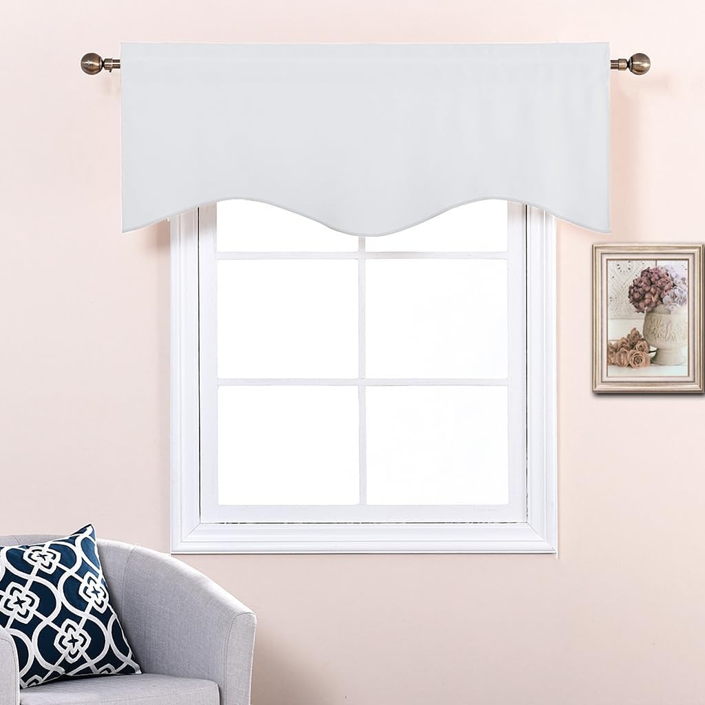image:imageNICETOWN Blackout Floral Kitchen Valances for Windows 52 x 18 Inch LengthGreyish White