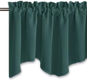 image:imageNICETOWN Blackout Floral Kitchen Valances for Windows 52 x 18 Inch LengthHunter Green