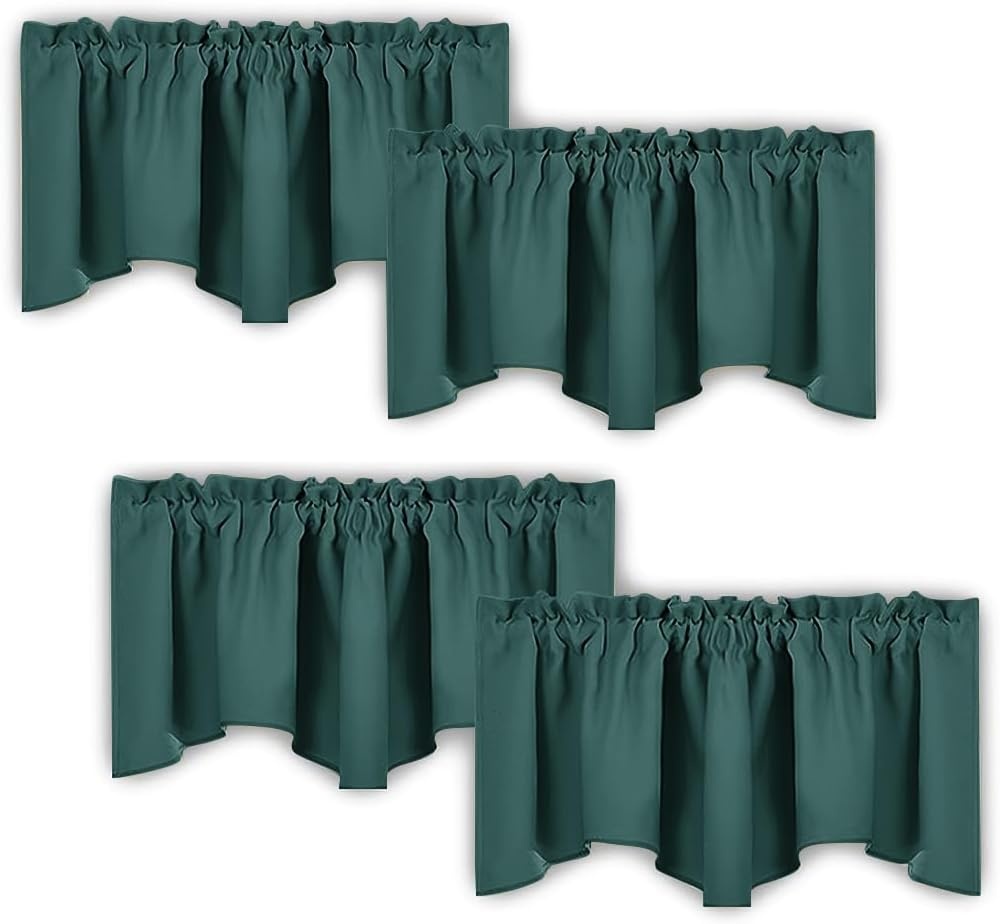 image:imageNICETOWN Blackout Floral Kitchen Valances for Windows 52 x 18 Inch LengthHunter Green