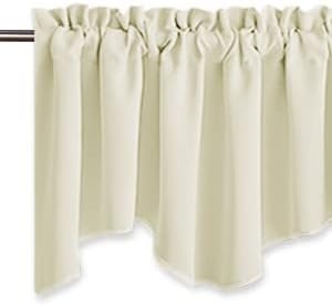 image:imageNICETOWN Blackout Floral Kitchen Valances for Windows 52 x 18 Inch LengthLight Beige