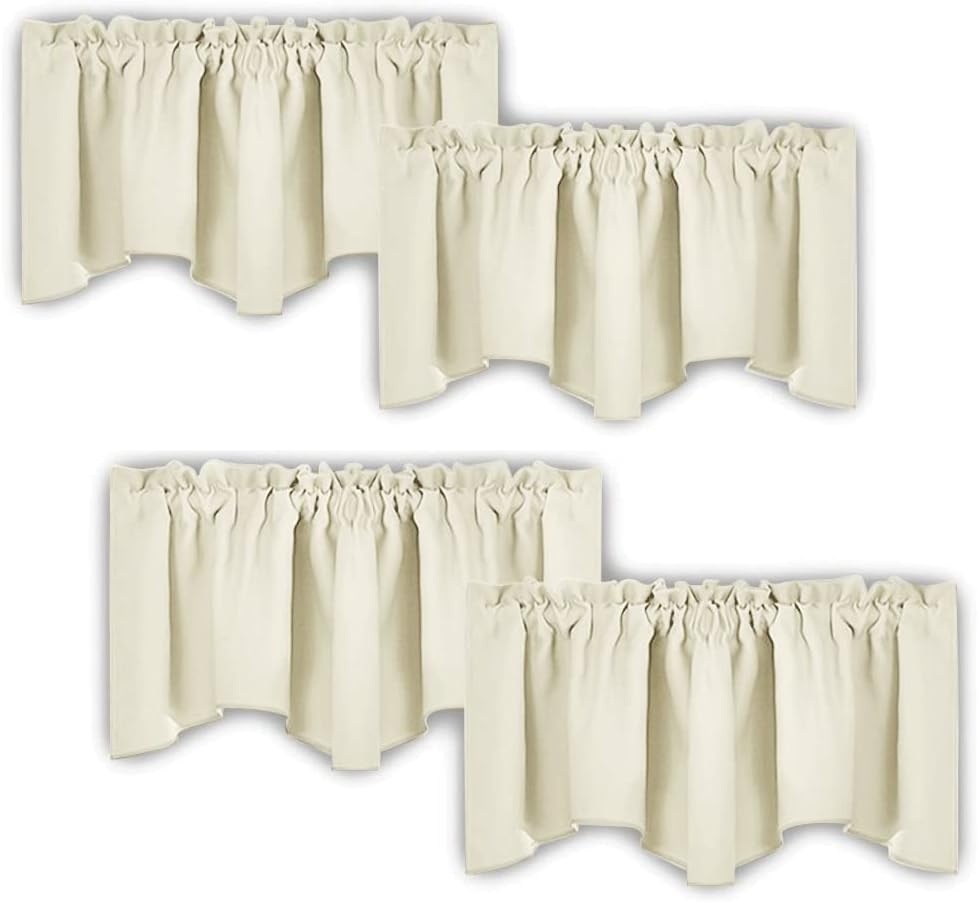 image:imageNICETOWN Blackout Floral Kitchen Valances for Windows 52 x 18 Inch LengthLight Beige