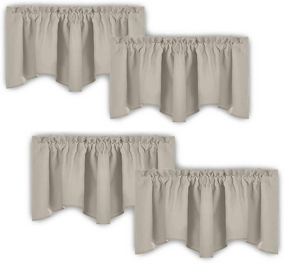 image:imageNICETOWN Blackout Floral Kitchen Valances for Windows 52 x 18 Inch LengthNatural