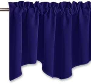 image:imageNICETOWN Blackout Floral Kitchen Valances for Windows 52 x 18 Inch LengthNavy Blue