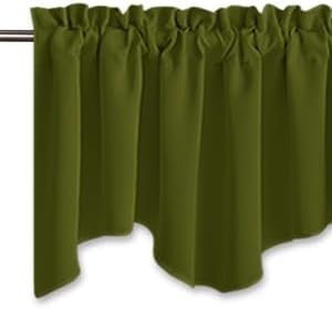 image:imageNICETOWN Blackout Floral Kitchen Valances for Windows 52 x 18 Inch LengthOlive