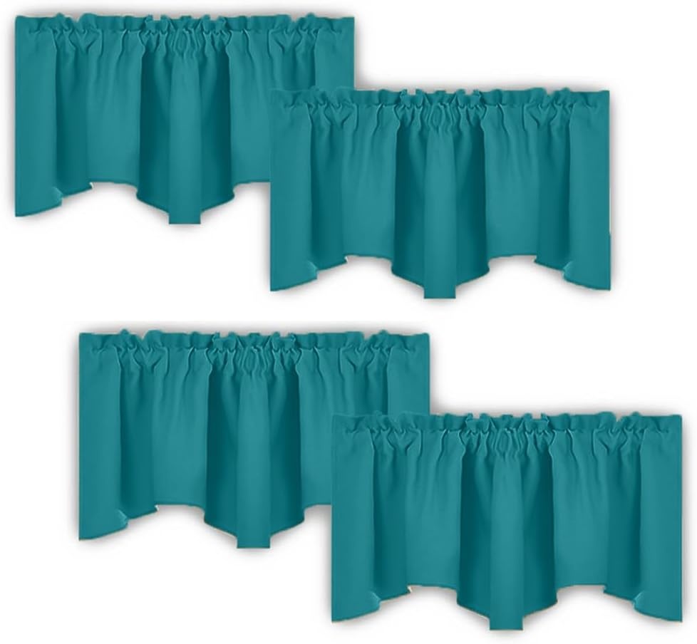 image:imageNICETOWN Blackout Floral Kitchen Valances for Windows 52 x 18 Inch LengthPeacock Teal