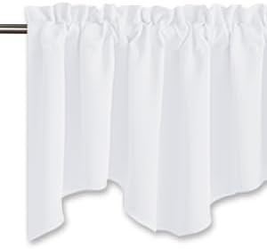 image:imageNICETOWN Blackout Floral Kitchen Valances for Windows 52 x 18 Inch LengthPure White