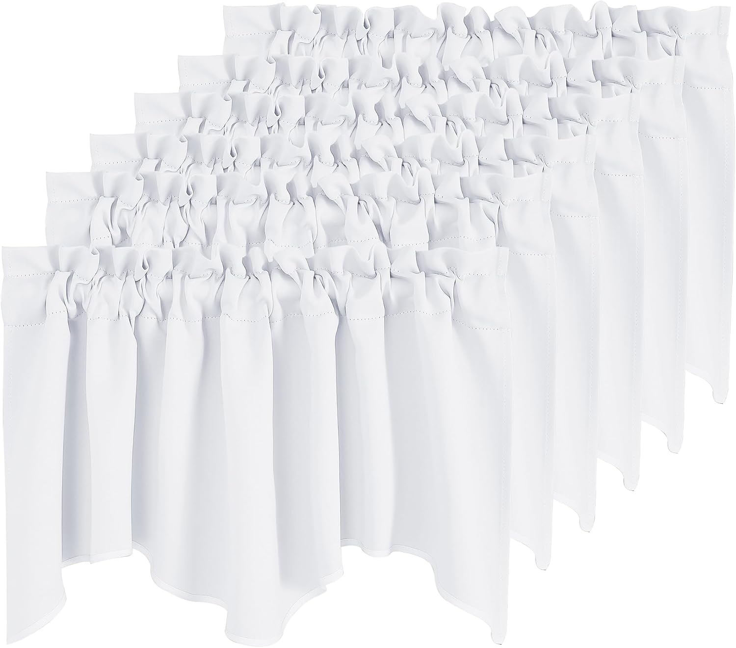 image:imageNICETOWN Blackout Floral Kitchen Valances for Windows 52 x 18 Inch LengthPure White