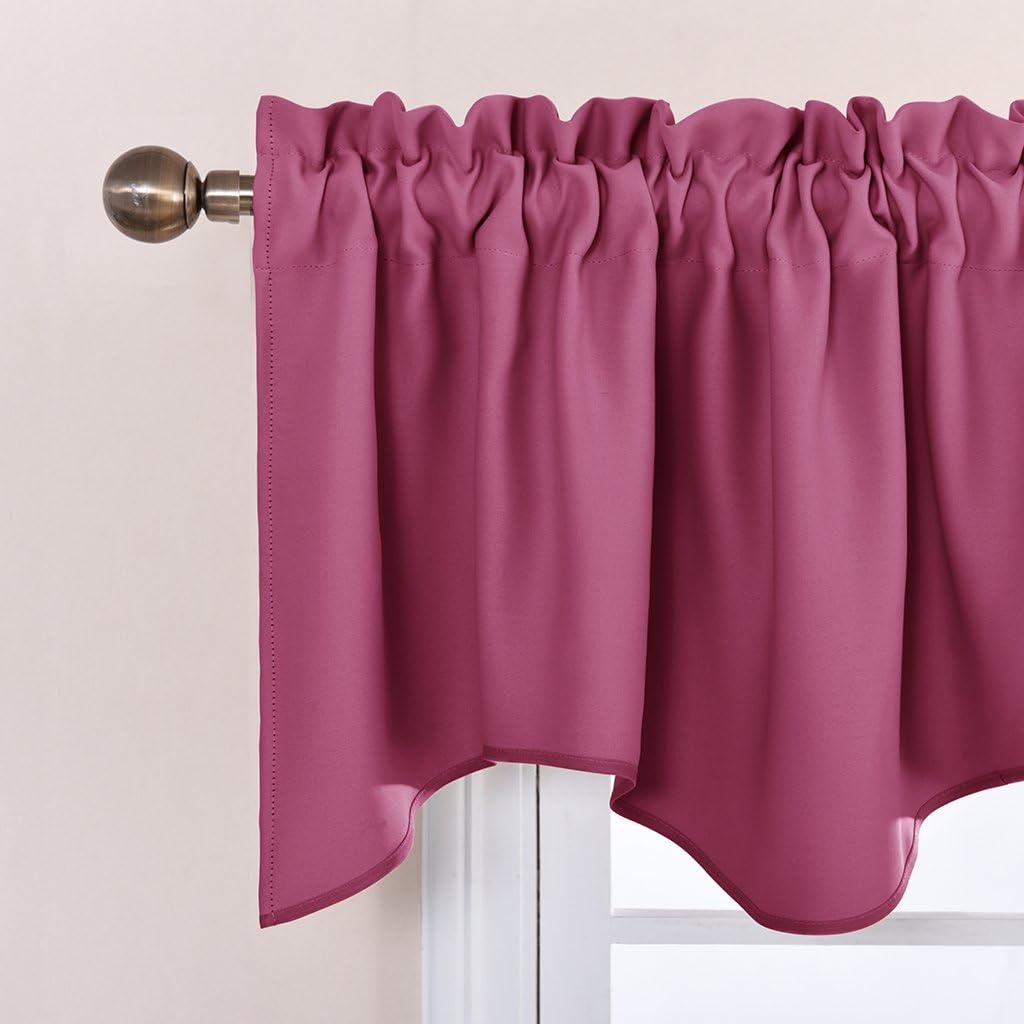 image:imageNICETOWN Blackout Floral Kitchen Valances for Windows 52 x 18 Inch LengthRoseo Pink