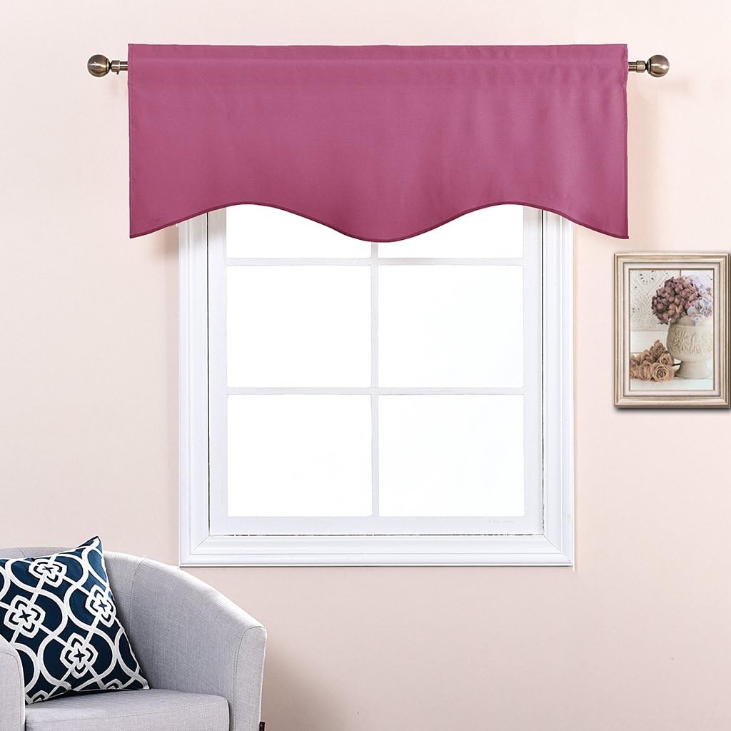 image:imageNICETOWN Blackout Floral Kitchen Valances for Windows 52 x 18 Inch LengthRoseo Pink