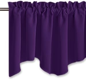 image:imageNICETOWN Blackout Floral Kitchen Valances for Windows 52 x 18 Inch LengthRoyal Purple