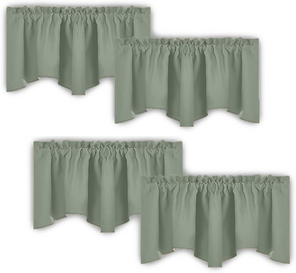 image:imageNICETOWN Blackout Floral Kitchen Valances for Windows 52 x 18 Inch LengthSage Green