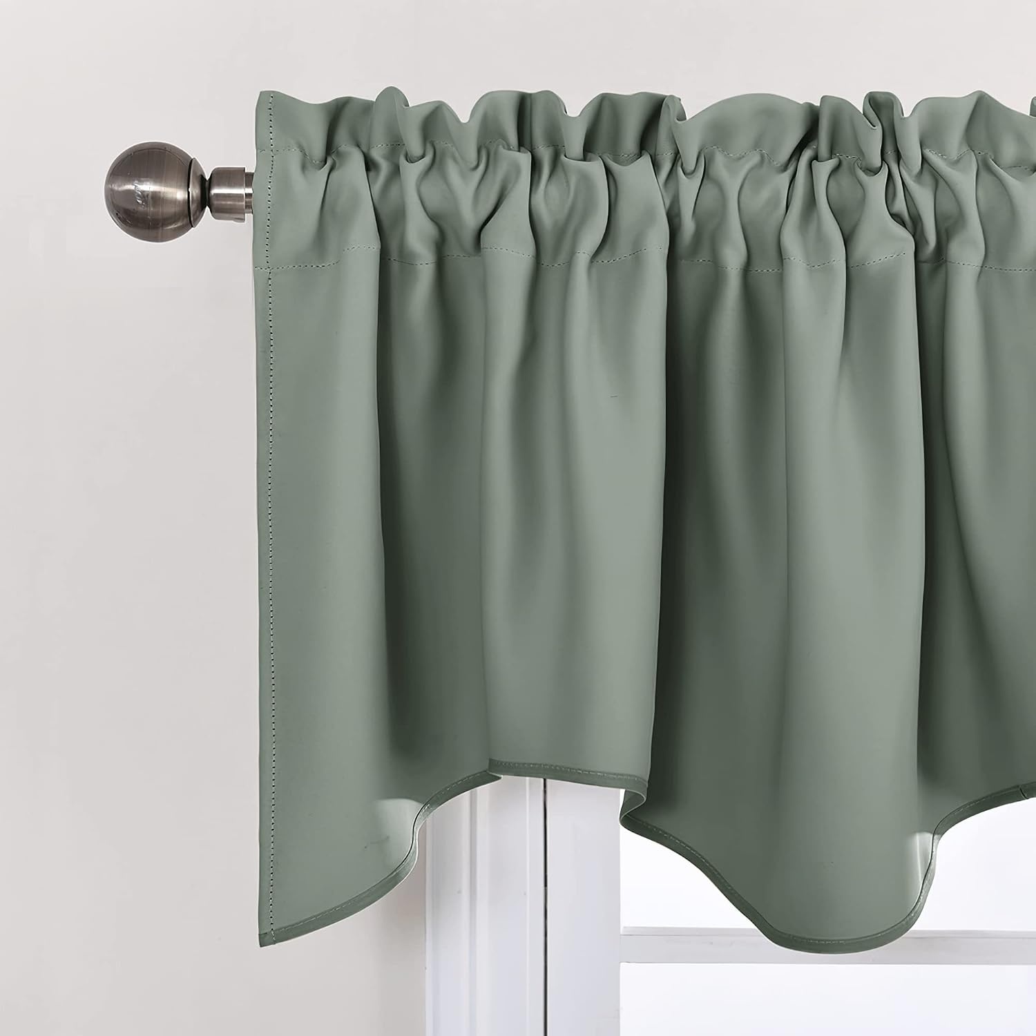 image:imageNICETOWN Blackout Floral Kitchen Valances for Windows 52 x 18 Inch LengthSage Green