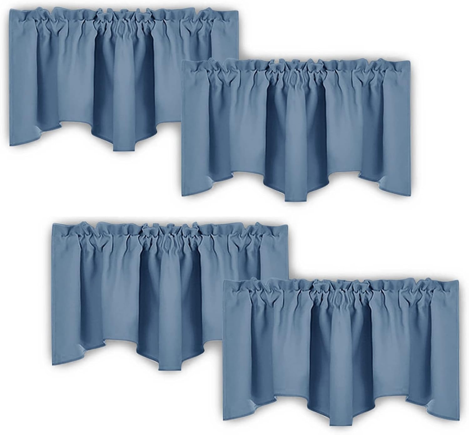 image:imageNICETOWN Blackout Floral Kitchen Valances for Windows 52 x 18 Inch LengthStone Blue