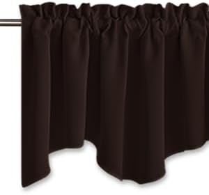image:imageNICETOWN Blackout Floral Kitchen Valances for Windows 52 x 18 Inch LengthToffee Brown