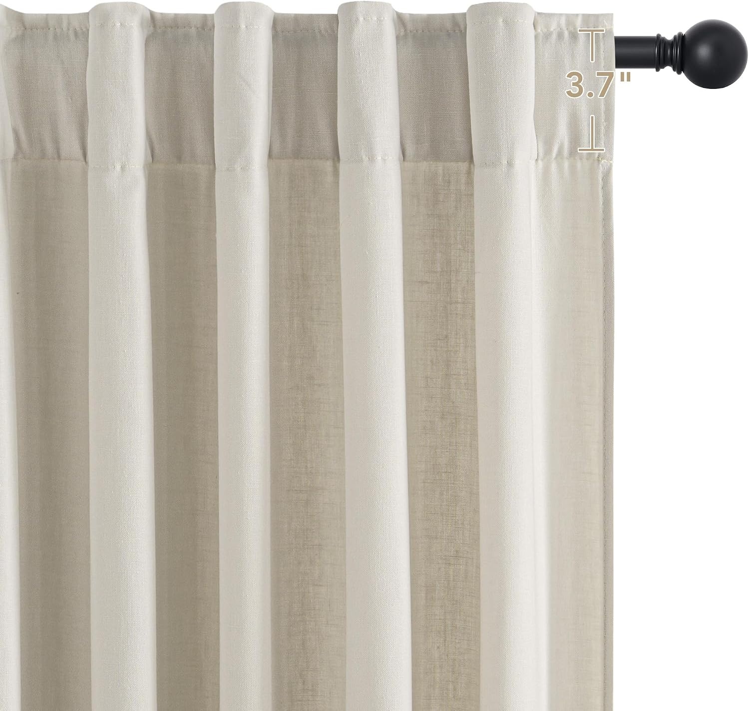 image:imageNICETOWN Floral Linen Curtains 84 inches Long Pink Pattern Printed for Girls Bedroom Nursery Boho Farmhouse Window Sheer Curtain Drapes Aesthetic Light Filtering Privacy 2 Panel Sets 55 WBeige
