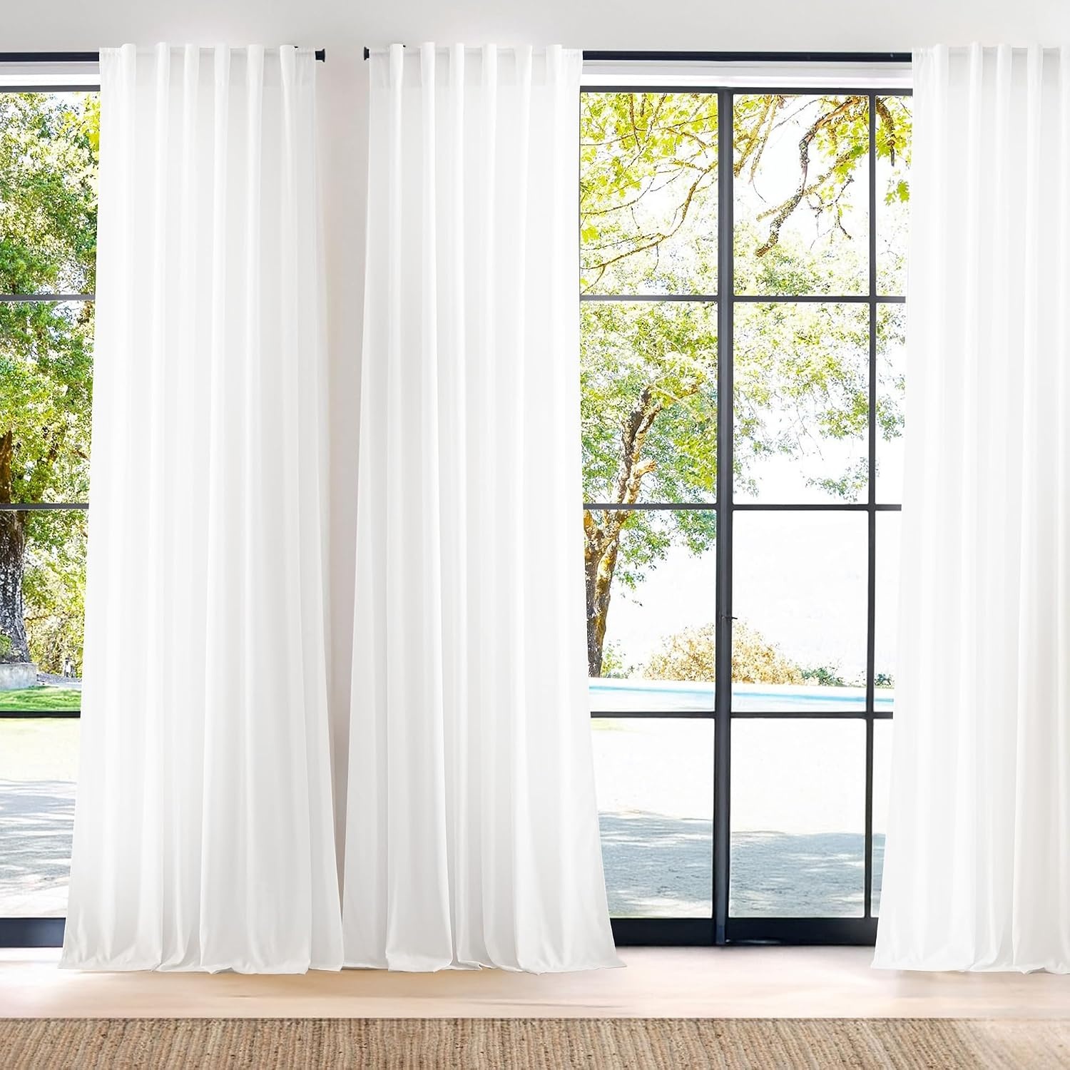 image:imageNICETOWN Floral Linen Curtains 84 inches Long Pink Pattern Printed for Girls Bedroom Nursery Boho Farmhouse Window Sheer Curtain Drapes Aesthetic Light Filtering Privacy 2 Panel Sets 55 WWhite