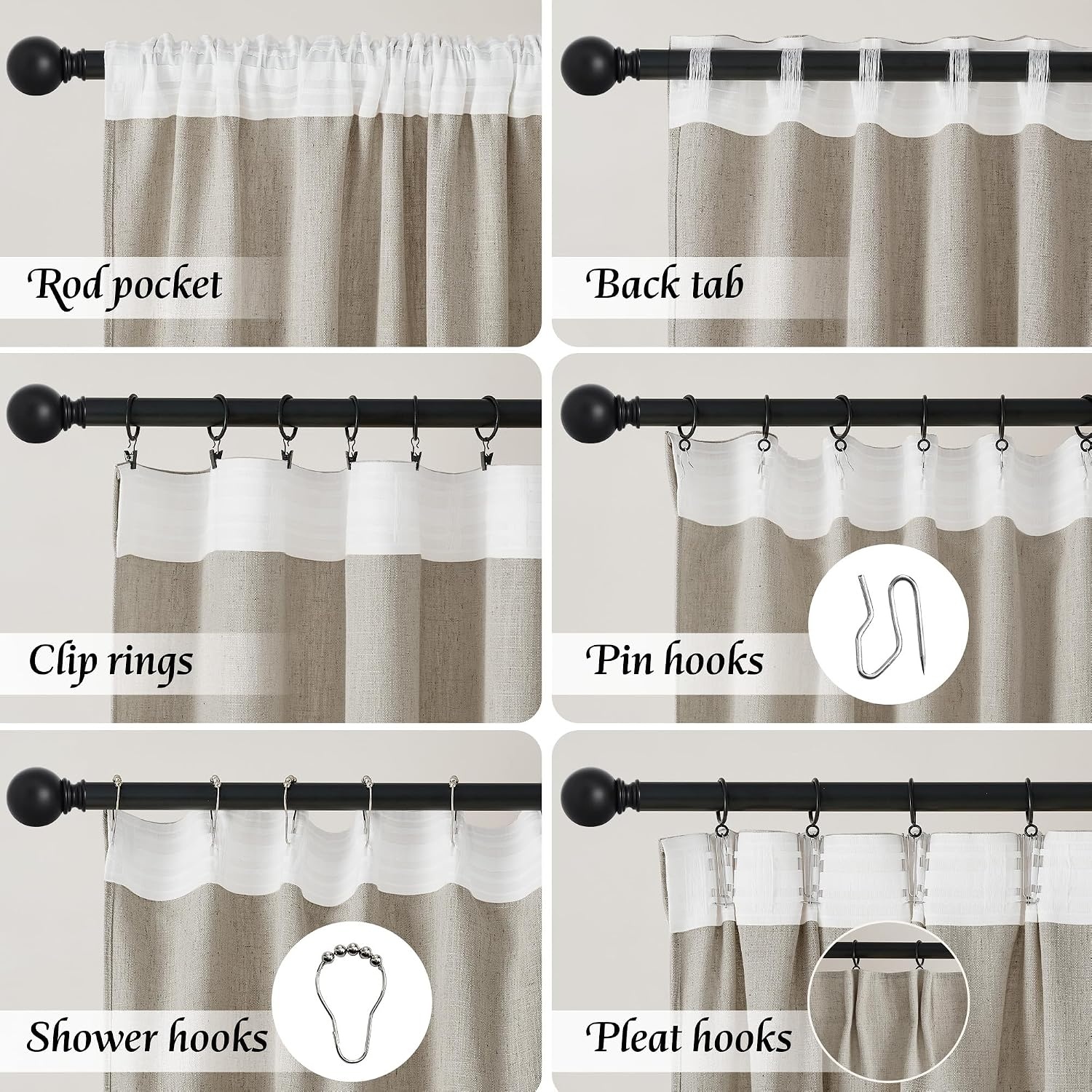 image:imageNICETOWN Floral Linen Curtains 84 inches Long Pink Pattern Printed for Girls Bedroom Nursery Boho Farmhouse Window Sheer Curtain Drapes Aesthetic Light Filtering Privacy 2 Panel Sets 55 WTaupe