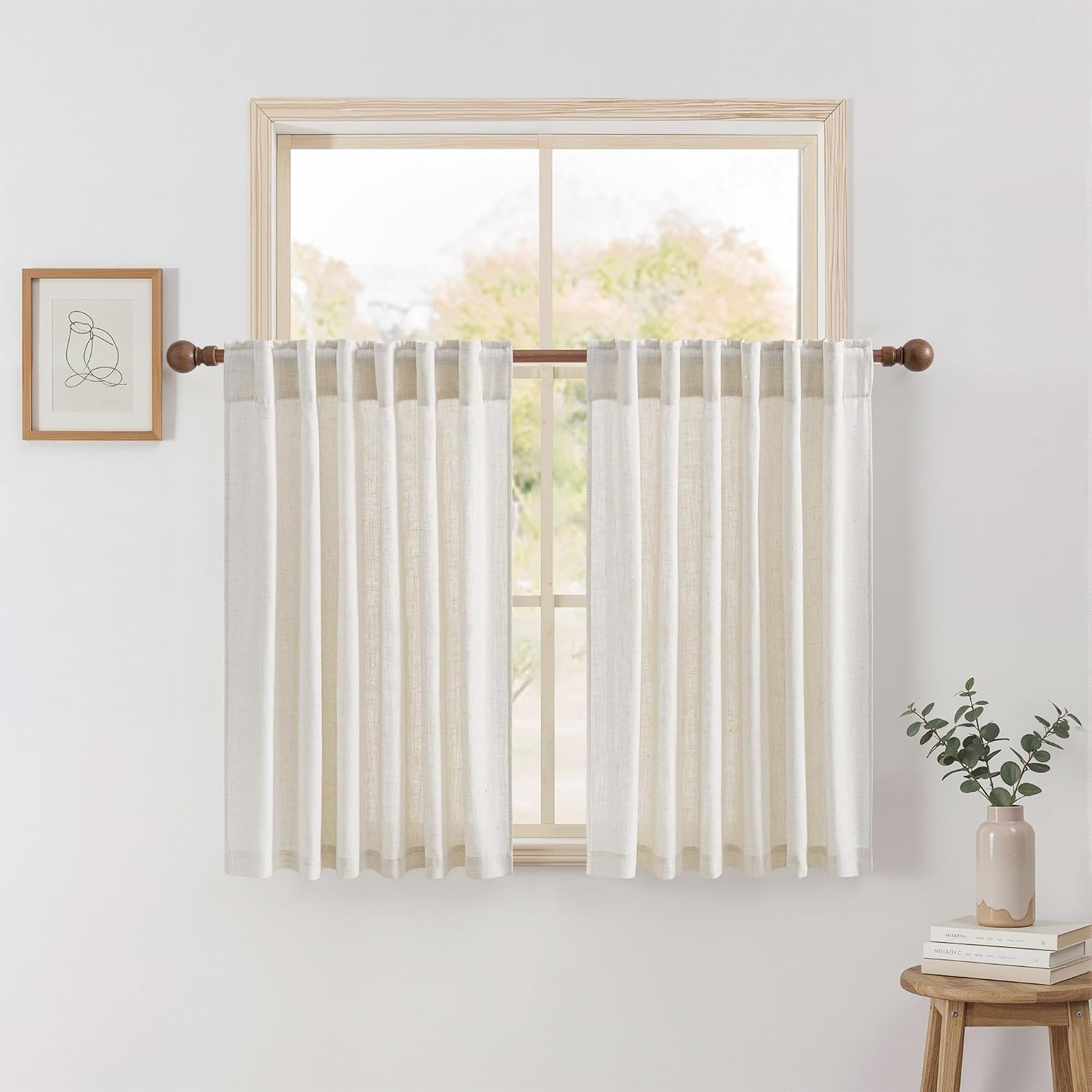 image:imageNICETOWN Floral Linen Curtains 84 inches Long Pink Pattern Printed for Girls Bedroom Nursery Boho Farmhouse Window Sheer Curtain Drapes Aesthetic Light Filtering Privacy 2 Panel Sets 55 WLinen