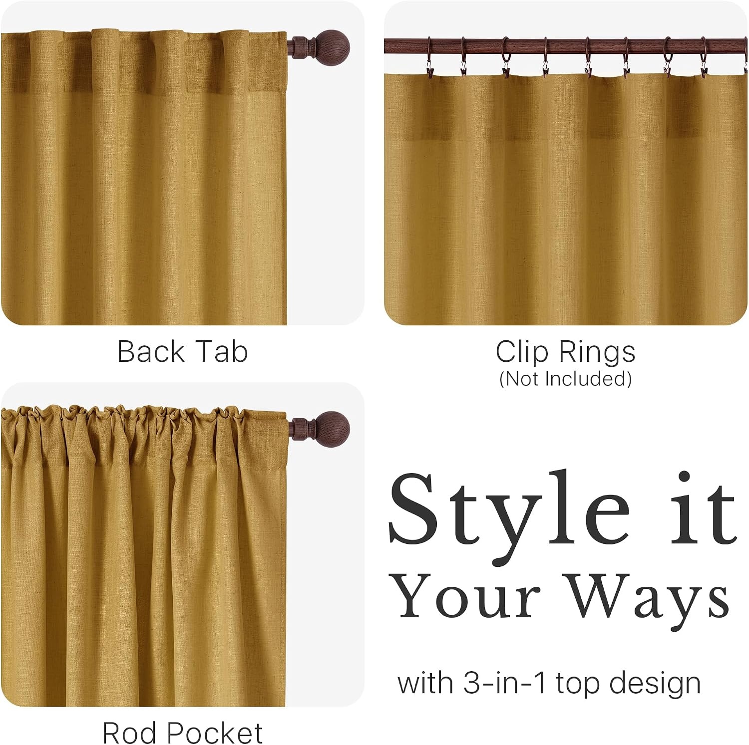 image:imageNICETOWN Floral Linen Curtains 84 inches Long Pink Pattern Printed for Girls Bedroom Nursery Boho Farmhouse Window Sheer Curtain Drapes Aesthetic Light Filtering Privacy 2 Panel Sets 55 WGold Brown