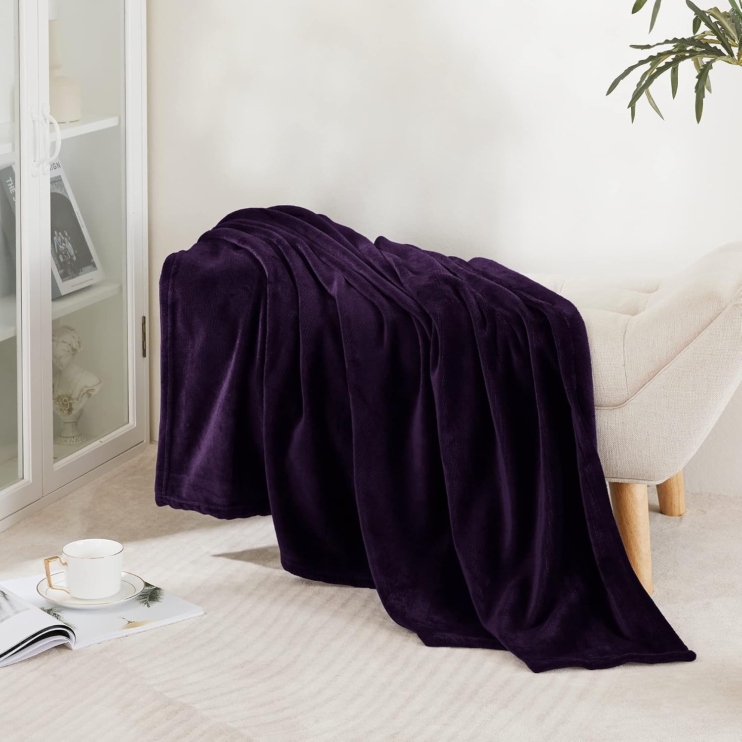 image:imageNICETOWN Grey Fleece Twin Blanket 300GSM Soft Lightweight Plush Cozy Twin Blankets for Bed Sofa Couch Travel Camping 60x80 inchesPurple